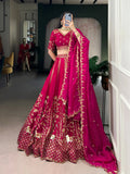 Natural Silk Bridal Lehenga Set with Heavy Sequins & Thread Embroidery