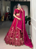Natural Silk Bridal Lehenga Set with Heavy Sequins & Thread Embroidery