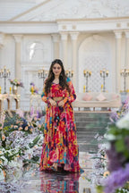 Blossom Royale Printed Chiffon Koti Set with Flared Palazzo