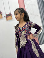 Designer Pure Vichitra Lehenga Choli Set For Kids