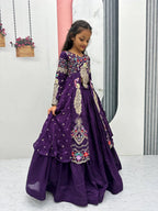 Designer Pure Vichitra Lehenga Choli Set For Kids