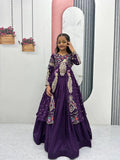 Designer Pure Vichitra Lehenga Choli Set For Kids