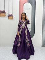 Designer Pure Vichitra Lehenga Choli Set For Kids