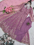 Elegant Heavy Fandy Silk Gown with Thread & Sequence Work