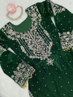 Luxury Velvet Sharara Suit with Pearl Embroidery and Soft Net Dupatta