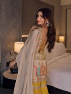 Heavy Chinon Silk Embroidered Top Sharara Set with Thread & Sequence Work Dupatta