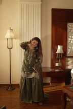 Party Wear Printed Chinon Kurti and Sharara with Embroidery Work