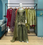 Party Wear Printed Chinon Kurti and Sharara with Embroidery Work