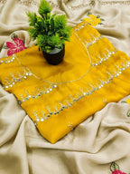 Viscose Rangoli Saree with Floral Thread & Real Mirror Work