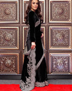 Pure Viscose Velvet Saree with 5mm Sequence & Zari Dori Embroidery