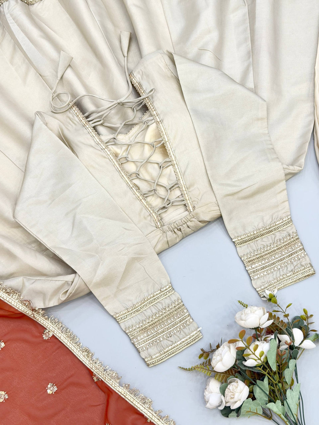 Women's Silk Anarkali Gown Pant Dupatta Set for Wedding & Festive Wear