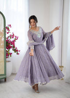 Elegant Embroidered Rembo Sequence Designer Anarkali Suit For Festivals