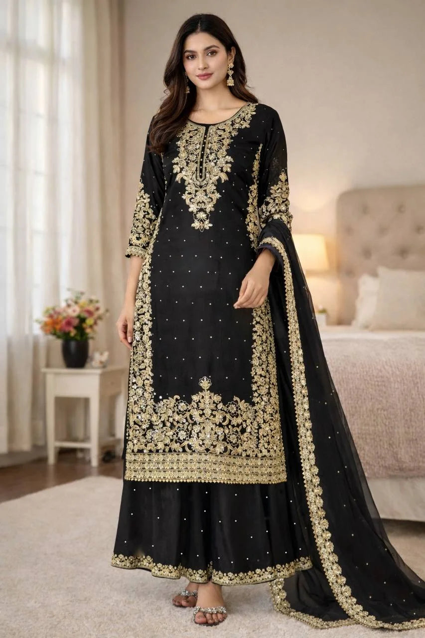 Exclusive Eid Collection Heavy Coding Sequence Kurti Plazzo Set