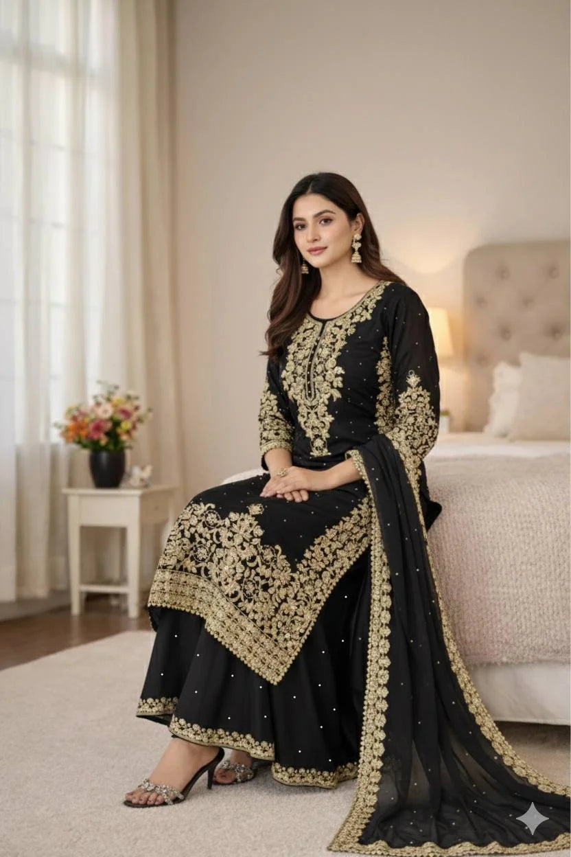 Exclusive Eid Collection Heavy Coding Sequence Kurti Plazzo Set