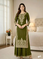Premium Green Eid Ready-to-Wear Designer Plazzo Set
