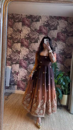 Premium Chinon Silk Anarkali Pant Set with 3.5 Meter Flair