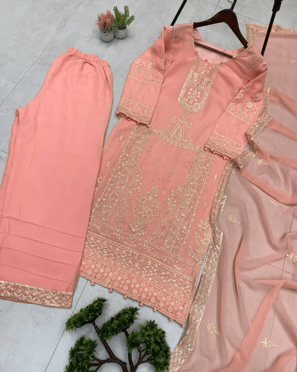 Exclusive 3 Piece Kurti Palazzo Set : Perfect for Weddings
