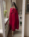 Festive Georgette Embroidery Outfit â€“ Maroon Magic