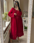 Festive Georgette Embroidery Outfit â€“ Maroon Magic