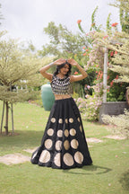 Elegant Black Roman Silk Lehenga Outfit for Navratri, Garba & Party Wear