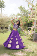 Designer Purple Roman Silk Lehenga Set - Navratri, Wedding & Festive Wear