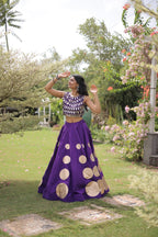 Designer Purple Roman Silk Lehenga Set - Navratri, Wedding & Festive Wear