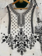 Party Wear Heavy Fox Georgette Embroidered Kurti with Bottom & Dupatta