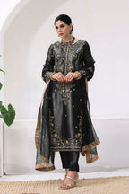 Designer Jimmy Choo Silk Top & Butter Silk Bottom Set with Embroidered Net Dupatta