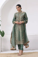 Elegant Jimmy Choo Silk Embroidery Topâ€“Bottom Set with Butterfly Net Dupatta
