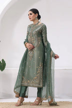 Elegant Jimmy Choo Silk Embroidery Topâ€“Bottom Set with Butterfly Net Dupatta