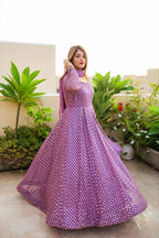 Stylish Fox Georgette Gown with Sequence Work & Fancy Latkan Detail