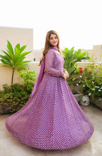 Stylish Fox Georgette Gown with Sequence Work & Fancy Latkan Detail
