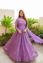 Stylish Fox Georgette Gown with Sequence Work & Fancy Latkan Detail