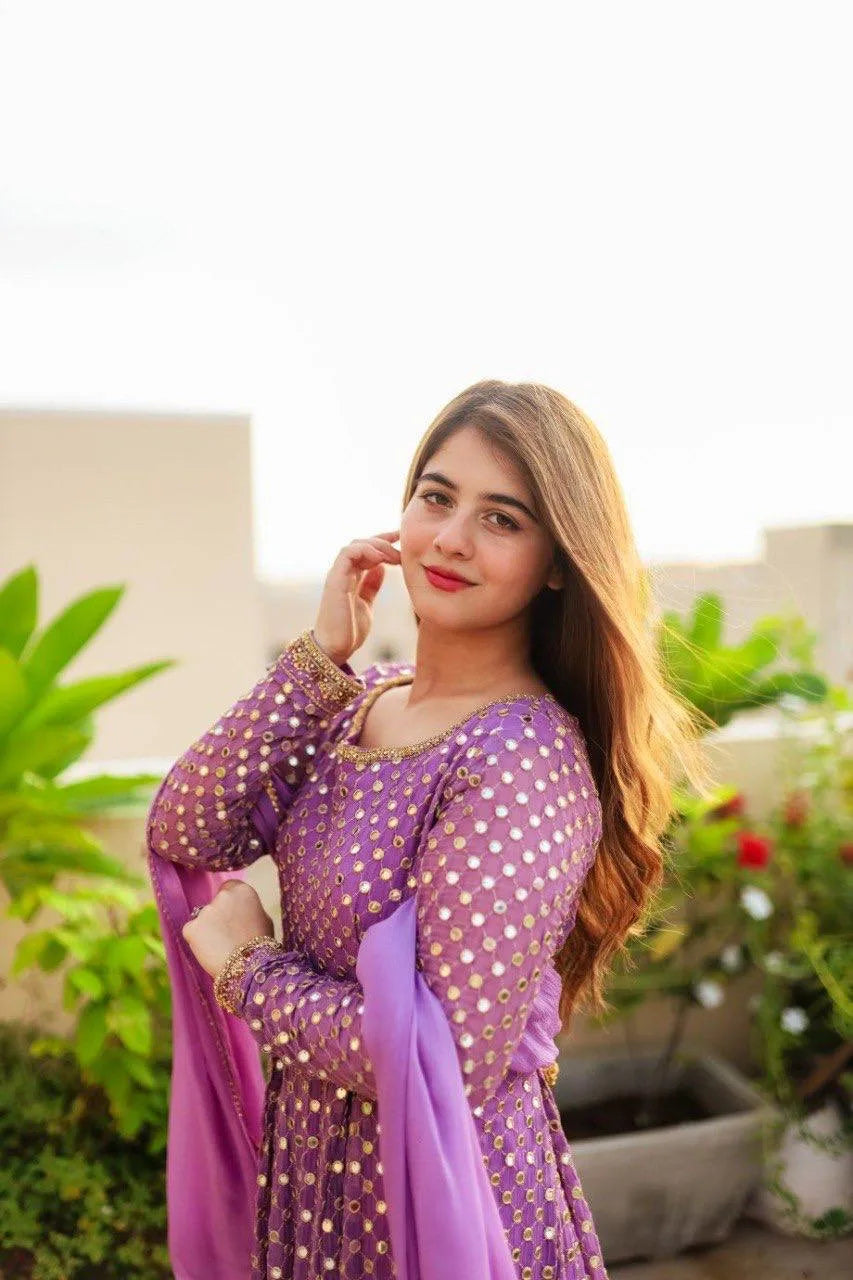Stylish Fox Georgette Gown with Sequence Work & Fancy Latkan Detail