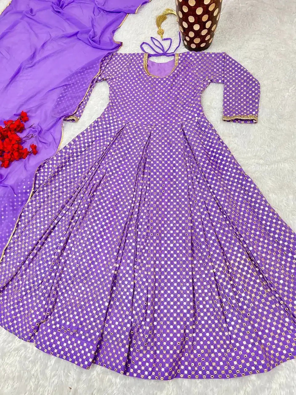 Stylish Fox Georgette Gown with Sequence Work & Fancy Latkan Detail