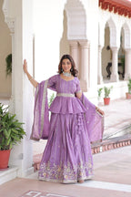 Gold Crush Embroidered Lehenga Choli Set with Zari Sequence Work