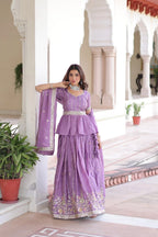 Gold Crush Embroidered Lehenga Choli Set with Zari Sequence Work