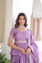 Gold Crush Embroidered Lehenga Choli Set with Zari Sequence Work