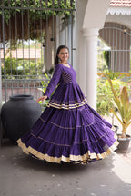 Ethnic Purple Cotton Peplum Lehenga for Navratri, Garba & Party Wear