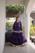 Ethnic Purple Cotton Peplum Lehenga for Navratri, Garba & Party Wear