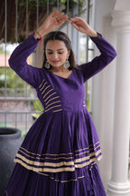 Ethnic Purple Cotton Peplum Lehenga for Navratri, Garba & Party Wear