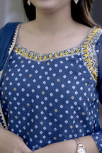 Lightweight Chinon Kurti Palazzo Suit with Fine Thread Embroidery Work