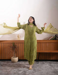 Women’s Faux Georgette Green Suit Set – Embroidered Party Wear