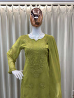 Women’s Faux Georgette Green Suit Set – Embroidered Party Wear