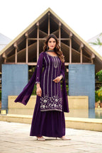 Classic Sharara Suit – Belt Style Dupatta & Embroidery Detailing