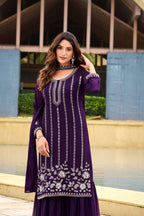 Classic Sharara Suit – Belt Style Dupatta & Embroidery Detailing