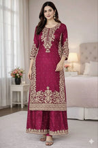 Eid Special Pink GMY Silk Embroidered Palazzo Set