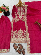 Eid Special Pink GMY Silk Embroidered Palazzo Set