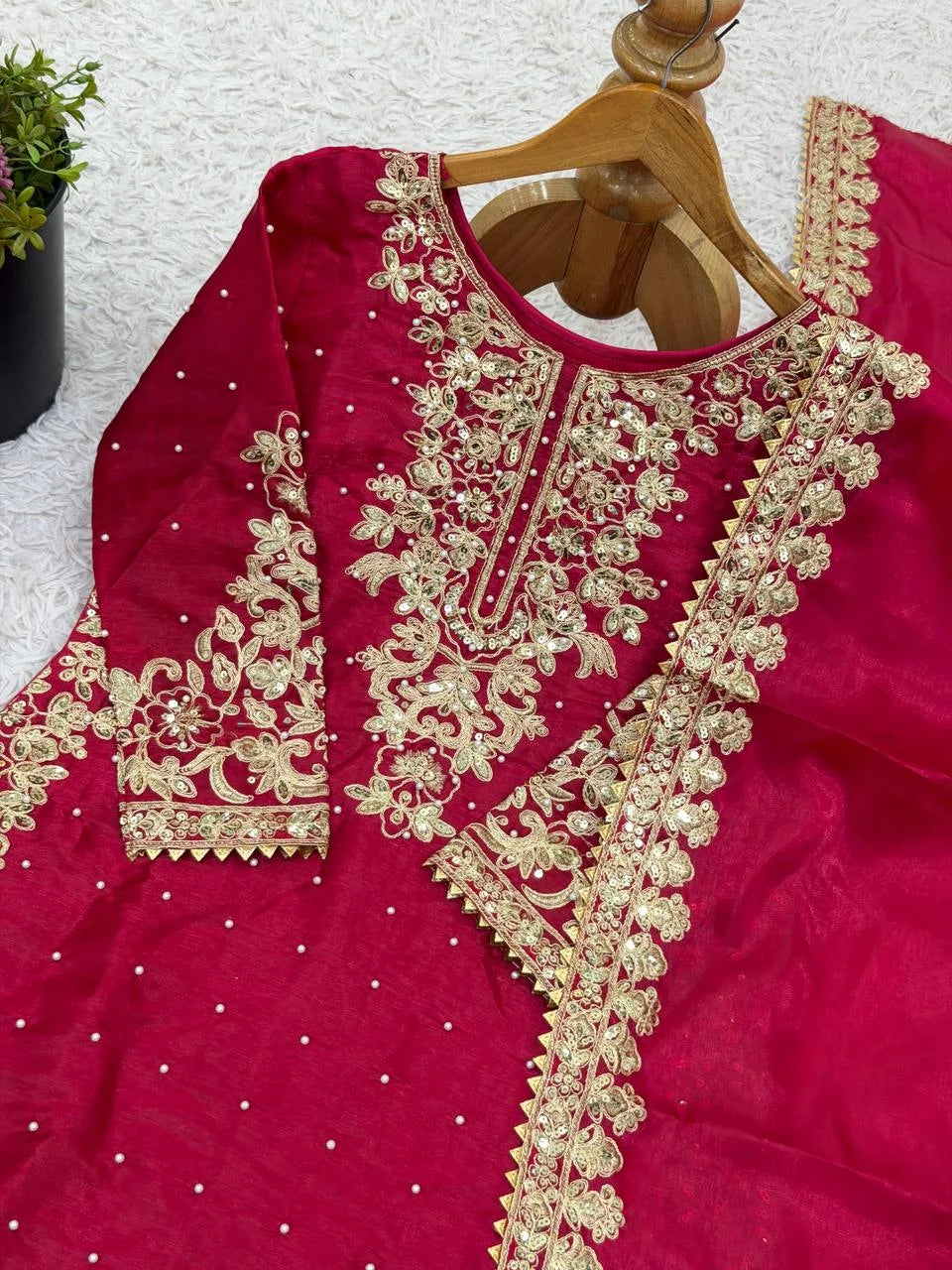 Eid Special Pink GMY Silk Embroidered Palazzo Set