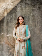 Traditional White Gimmy Chu Heavy Work Top Plazzo Set with Lace Border Dupatta
